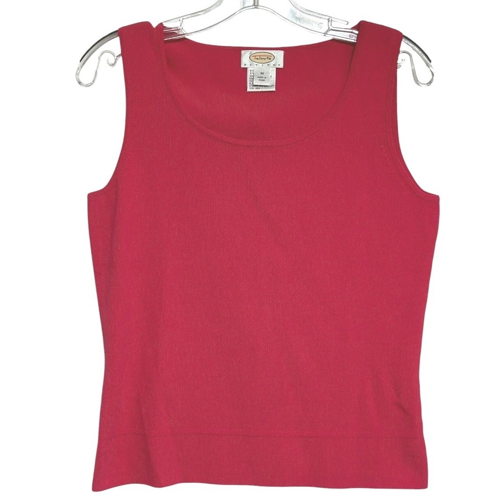 Talbots Petite Shell Top Womens Magenta Pink Sleeveless Knit Barbiecore PM